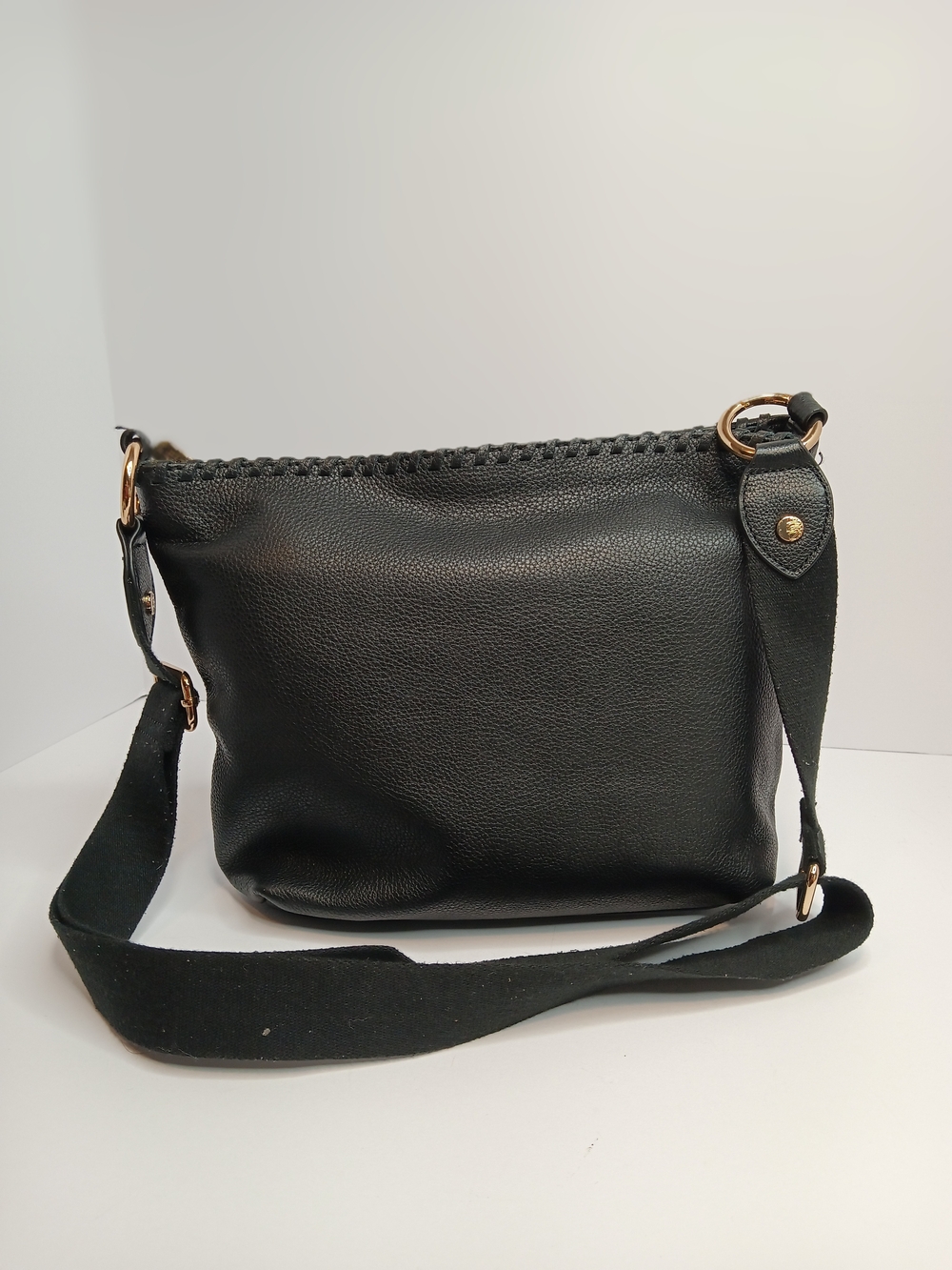 Tommy Bahama Black Leather Crossbody with Gold Hardware - Picture 2 of 5
